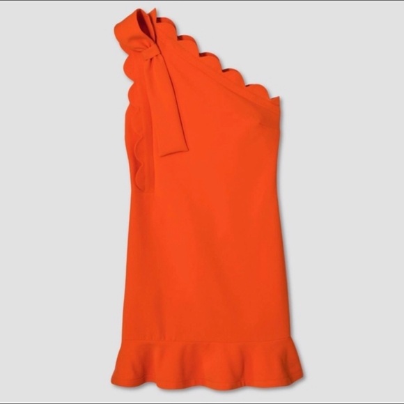 Victoria Beckham for Target Dresses & Skirts - Orange One Shoulder Dress w/ Bow and Scallop Trim